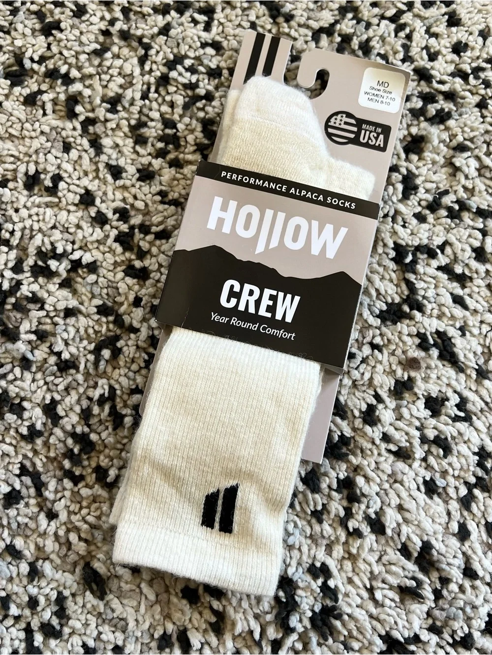 Hollow Alpaca Socks Crew White Unisex Adult Size Medium